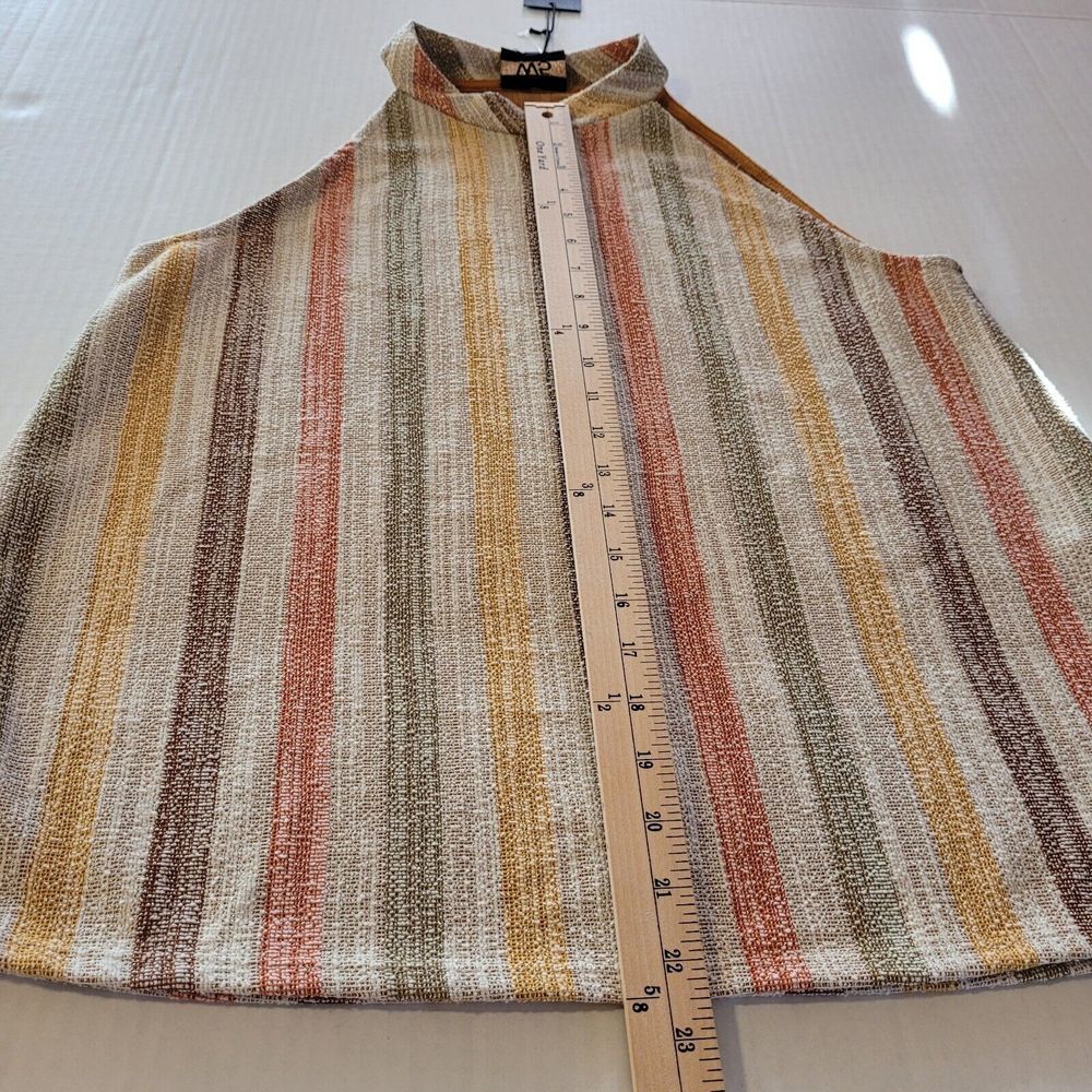 W5 by Anthropologie Sleeveless Cream Multi Color Striped Halter Top Size M - Picture 6 of 10